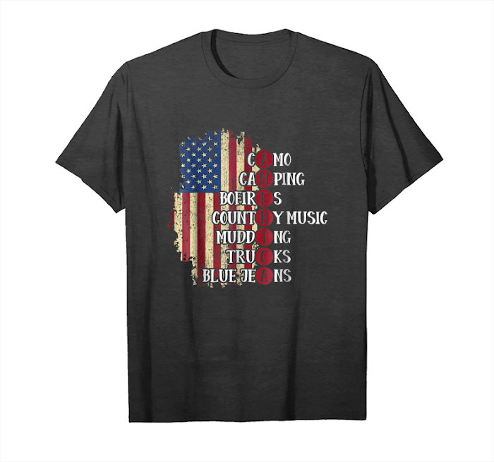 Cool American Flag Camping Bonfire Country Music T Shirt Unisex T-Shirt
