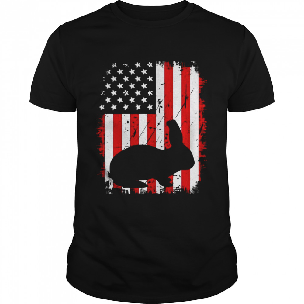 Cool Bunny Animals Retro Usa American Flag T-Shirt, Tshirt, Hoodie, Sweatshirt, Long Sleeve, Youth, funny shirts, gift shirts, Graphic Tee