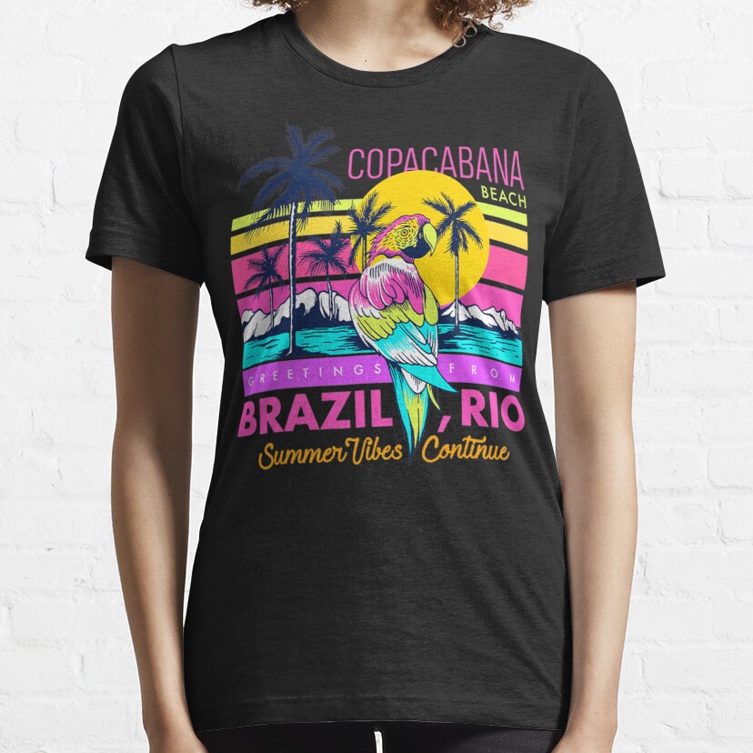 Cool Copacabana Beach Brazil Rio Summer Vibes Graphic Design Essential T-Shirt