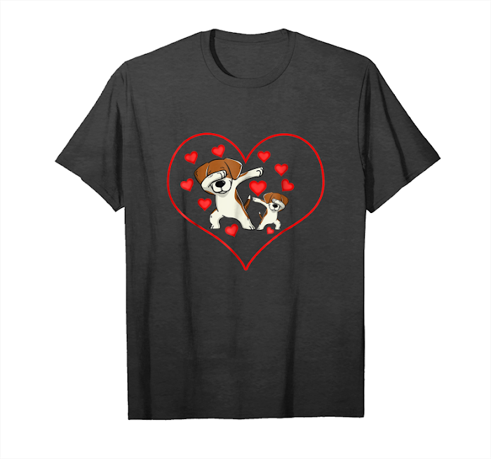 Cool Dog Dabbing Heart Valentine Day Funny Cute Gift Unisex T-Shirt