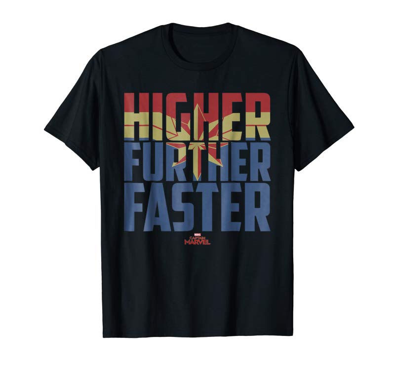 Cool Marvel Captain Marvel Movie Higher Faster Graphic T-Shirt