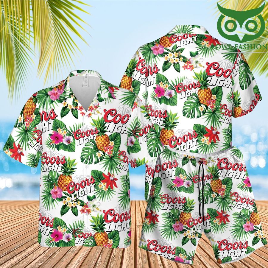 Coors Light Beer Summer Beach floral Hawaiian Outfit