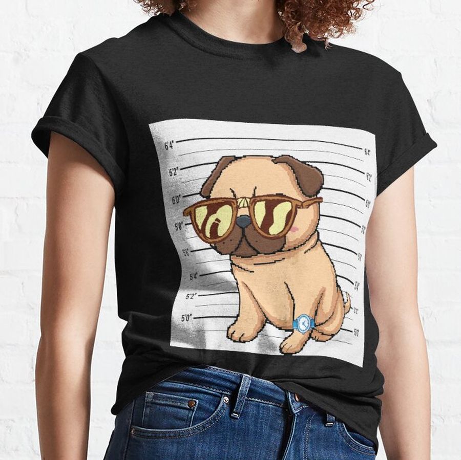 Copy of Pug Dog Crime light brown color Classic T-Shirt