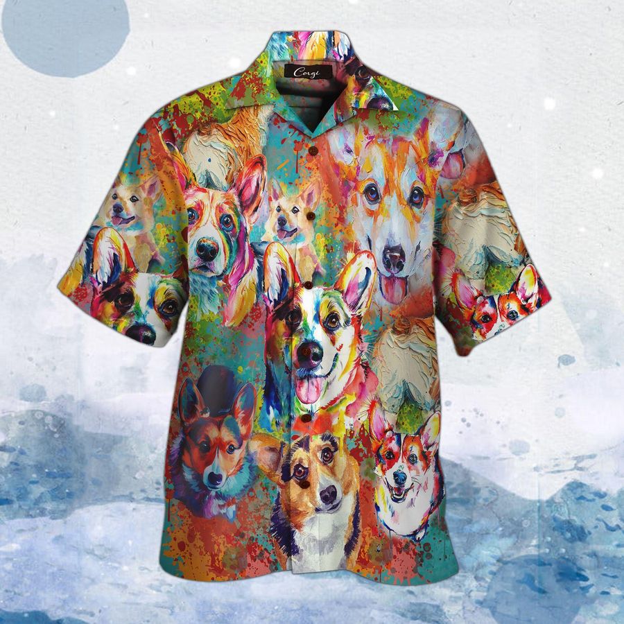 Corgi Colorfull Hawaiian Shirt Pre11413, Hawaiian shirt, beach shorts, One-Piece Swimsuit, Polo shirt, funny shirts, gift shirts, Graphic Tee