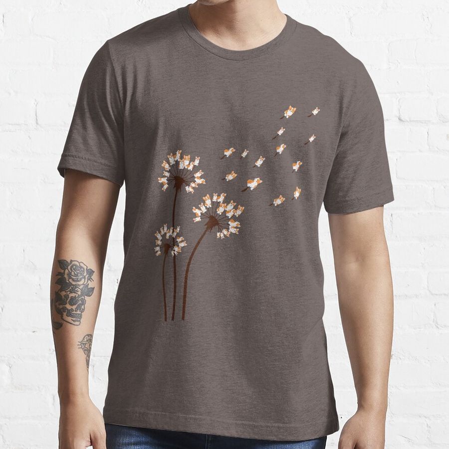 Corgi Dogs Flower Fly Dandelion Dog Lover Essential T-Shirt