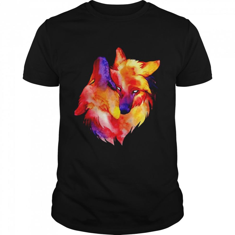 Couple Water Color Wolf shirt