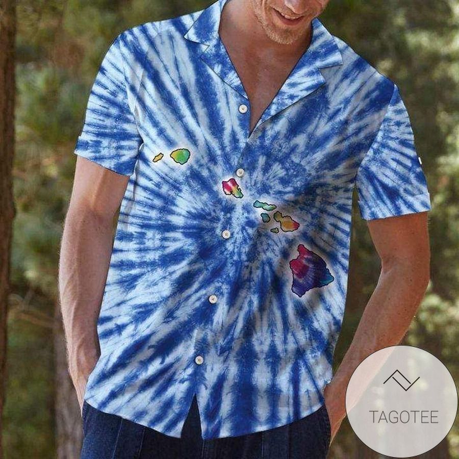 Cover Your Body With Amazing Hawaiian Map Blue Tie Dye Shirts
