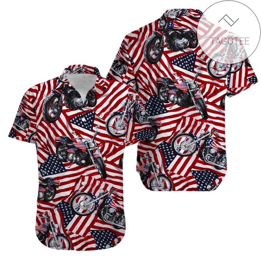 Cover Your Body With Amazing Motorcycles American Flag Aloha Authentic Hawaiian Shirt 2022s