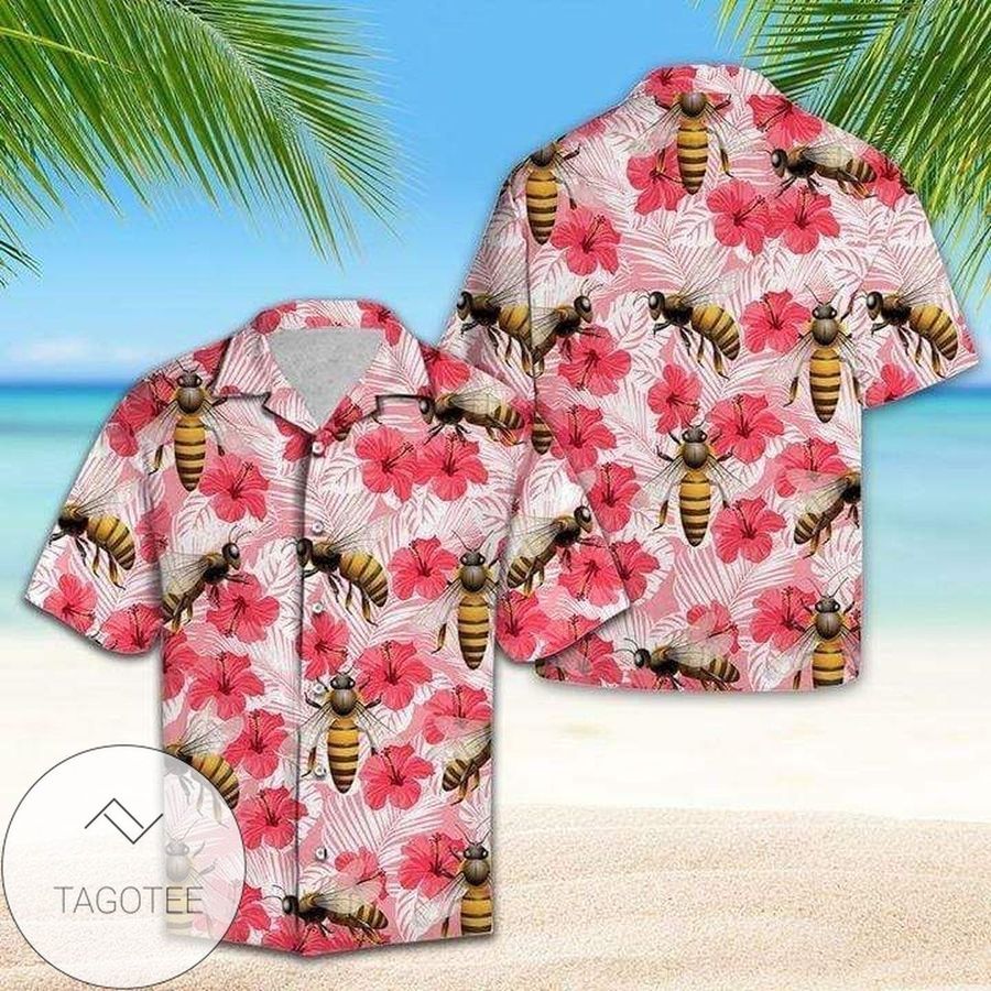 Cover Your Body With Amazing Tropical Flowers Bee Hibiscus Hawaiian Aloha Shirts Dh