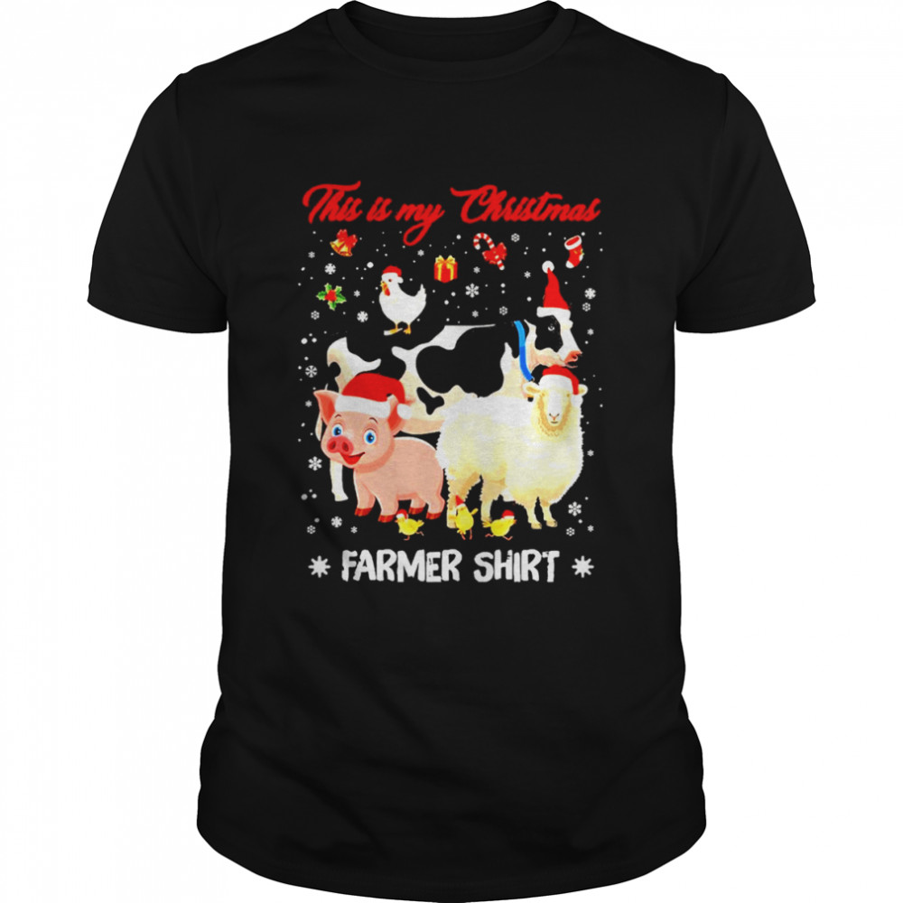 Cow And Pig And Chickens And Sheep This Is My Christmas Farmer Shirt, Tshirt, Hoodie, Sweatshirt, Long Sleeve, Youth, funny shirts, gift shirts