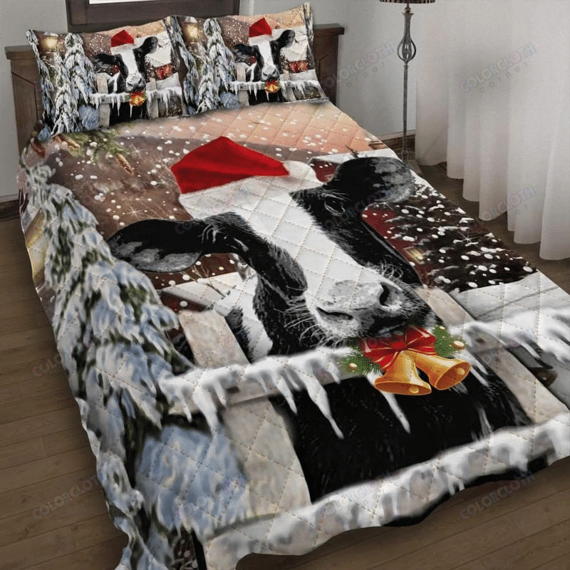 Cow Christmas Quilt Bedding Set