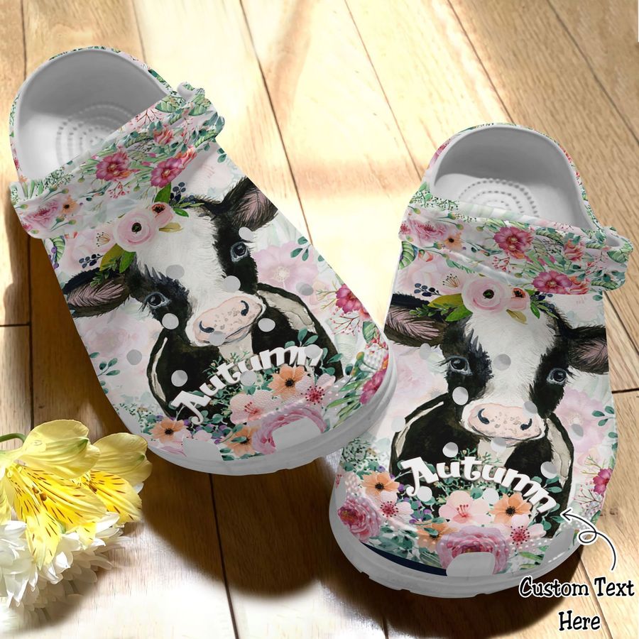 Cow Clog Personalized Floral Baby Cow Crocs Crocband Clog