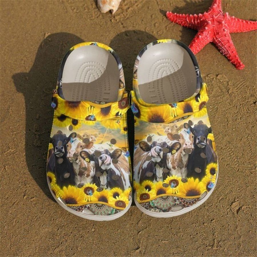 Cow Happy Cows Sku 658 Crocs Crocband Clog Comfortable For Mens Womens Classic Clog Water Shoes