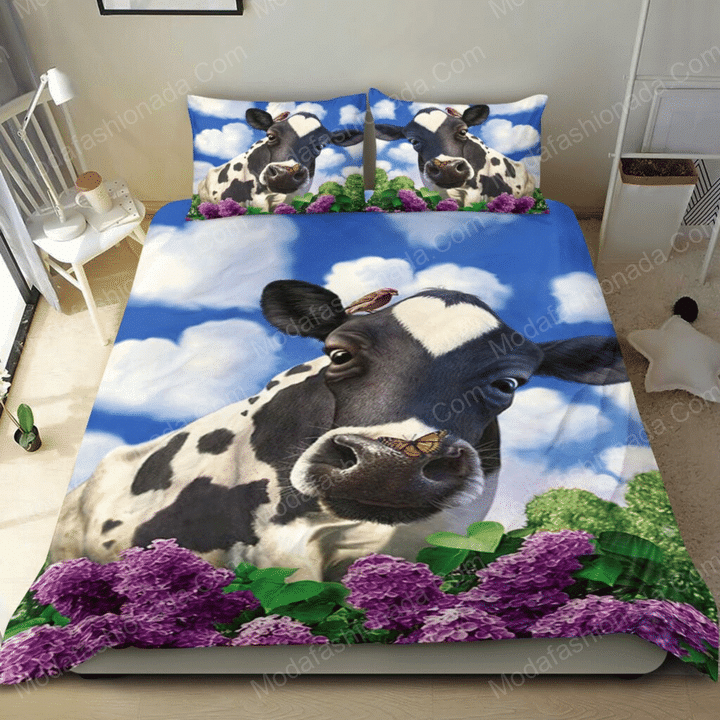 Cow Heart And Lilac Flower Animal 1 Bedding Set – Duvet Cover – 3D New Luxury – Twin Full Queen King Size Comforter Cover