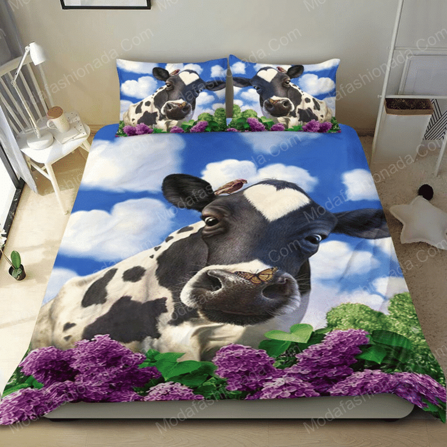 Cow Heart And Lilac Flower Animal 1 Bedding Set – Duvet Cover – 3D New Luxury – Twin Full Queen King Size Comforter Cover.png