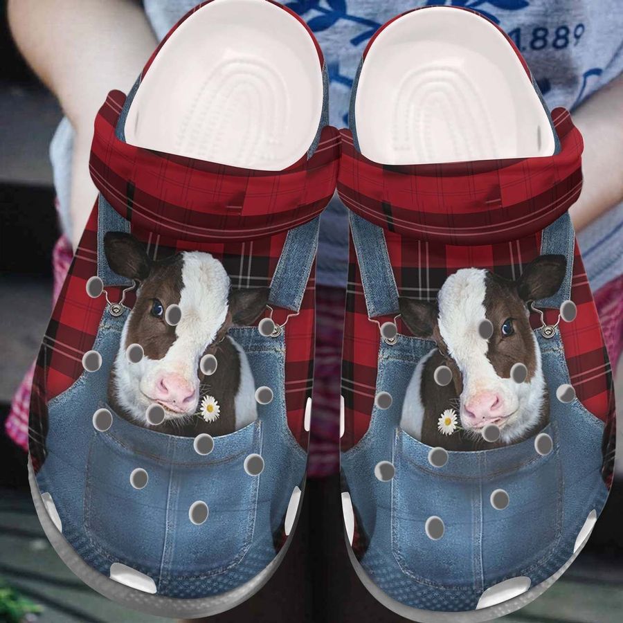 Cow Personalized Clog Custom Crocs Comfortablefashion Style Comfortable For Women Men Kid Print 3D Lovely Cow Red