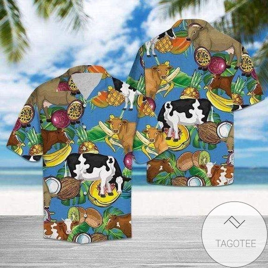 Cow Tropical Fruits Hawaiian Aloha Shirts