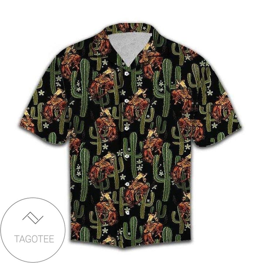 Cowboy Cactus Tropical Unisex Hawaiian Aloha Shirts L