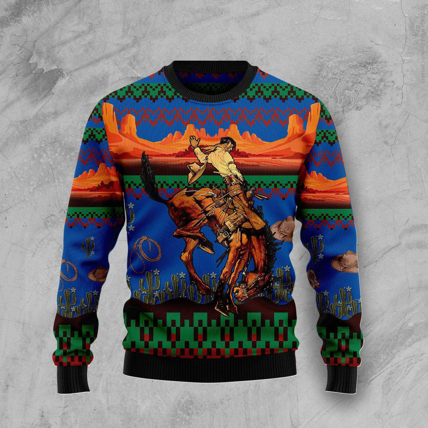 Cowboy Desert Ugly Christmas Sweater All Over Print Sweatshirt Ugly