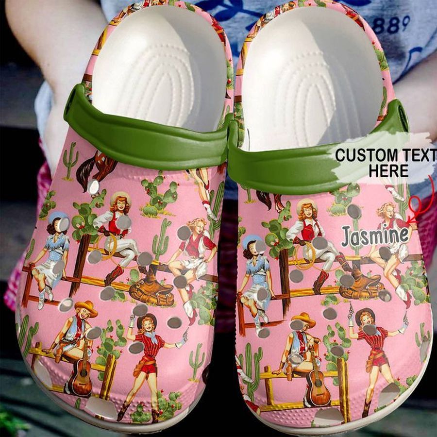 Cowgirl Personalized Pattern Sku 669 Crocs Crocband Clog Comfortable For Mens Womens Classic Clog Water Shoes