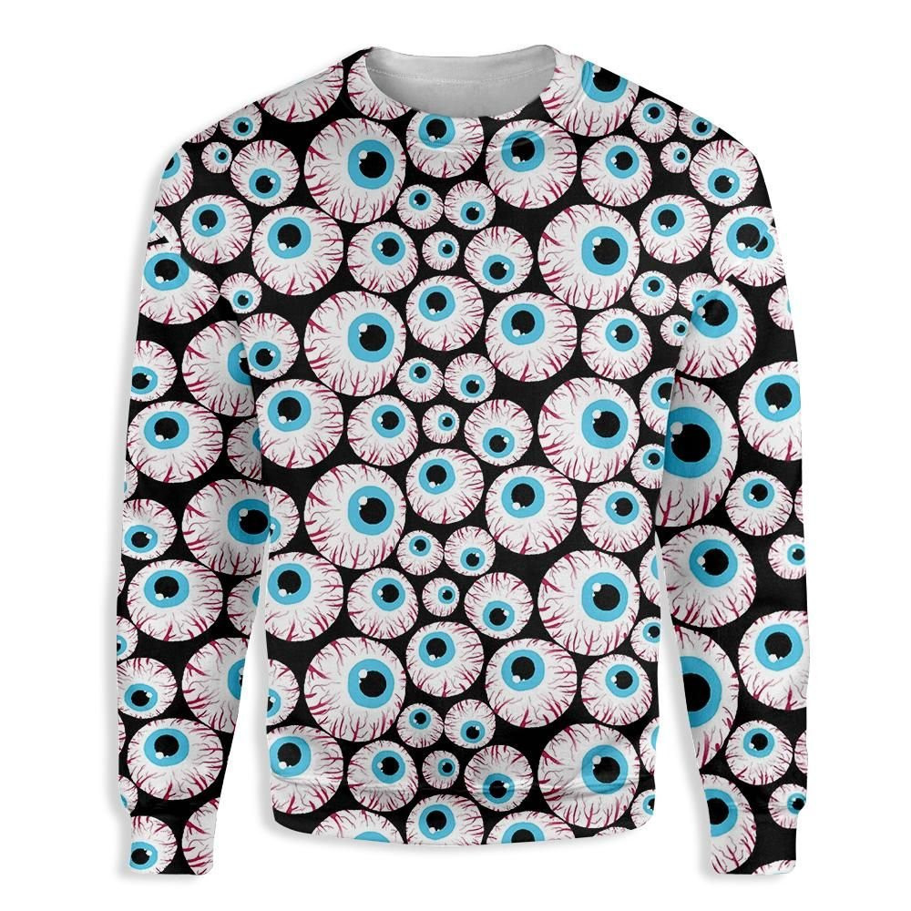 Creepy Eyeballs Halloween Ugly Christmas Sweater All Over Print Sweatshirt