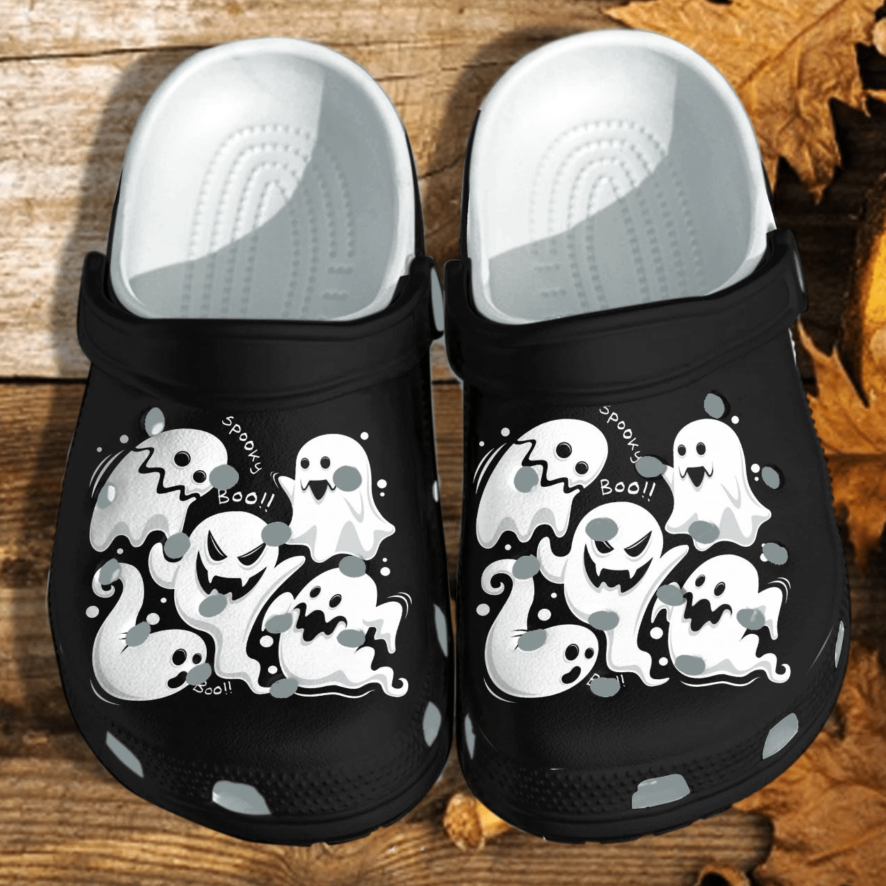 Creepy Ghost Halloween Kawaii Cute Shoes Clog - Manga Anime Halloween Crocs Crocband Clog Birthday Gift For Man Women
