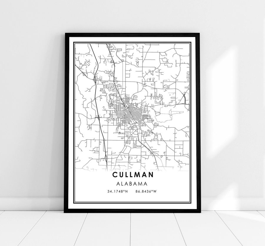 Cullman map print poster canvas  Alabama map print poster canvas  Cullman city map print poster canvas