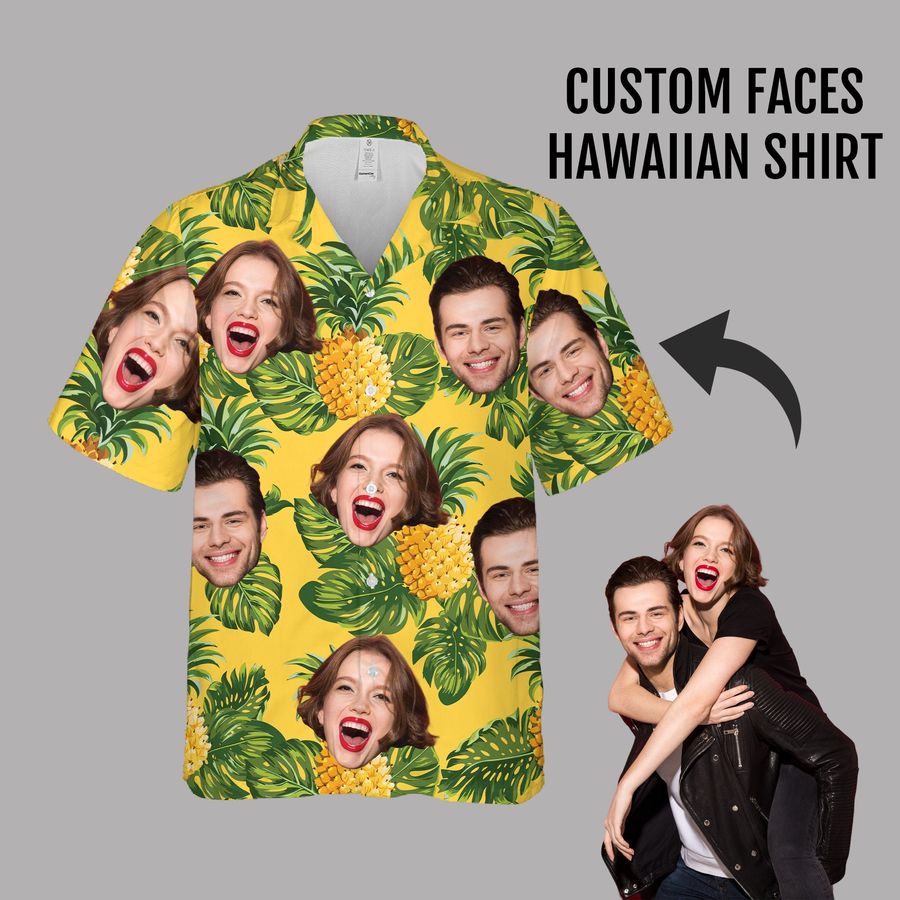 Custom Hawaiian Shirt with face, Personalized Faces Hawaiian Shirt, Custom face gift, Personalized Face Gift, Gift for him, Custom Photo-1