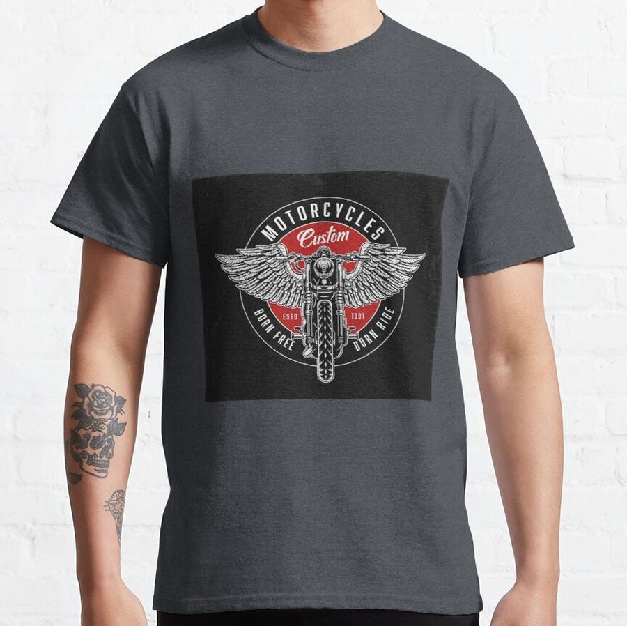 Custom motorcycle vintage round logo Classic T-Shirt