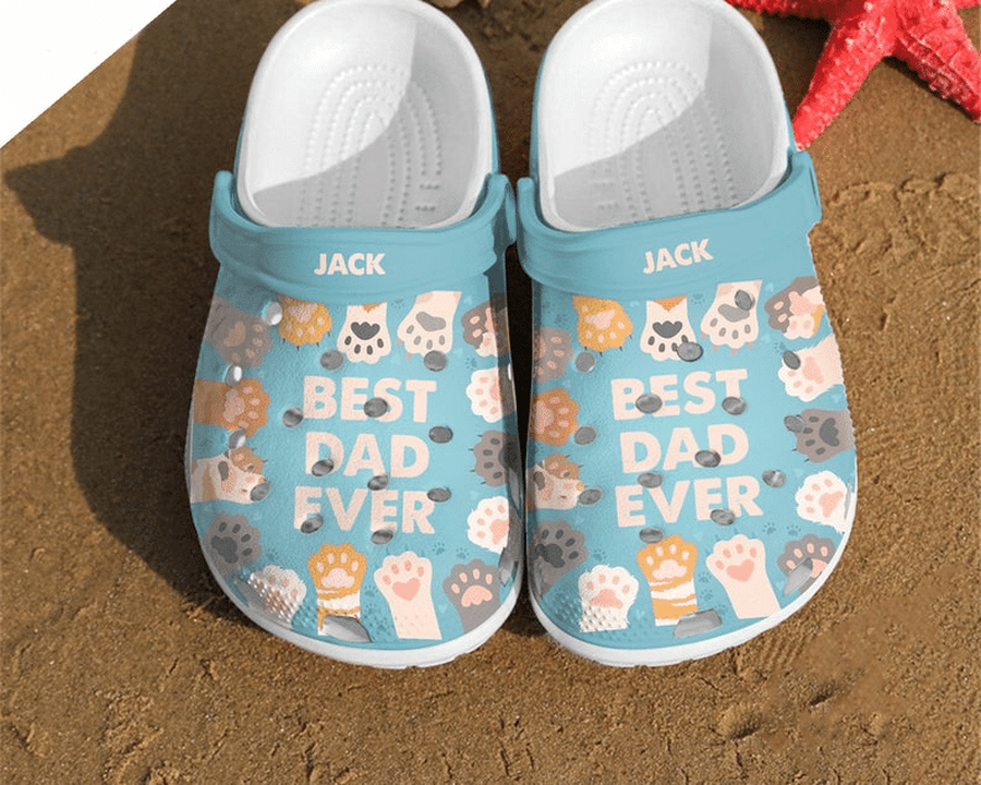 Custom Name Paw Crocs Best Dad Ever Rubber Crocs Crocband Clogs Comfy Footwear Tl97 Personalized.png