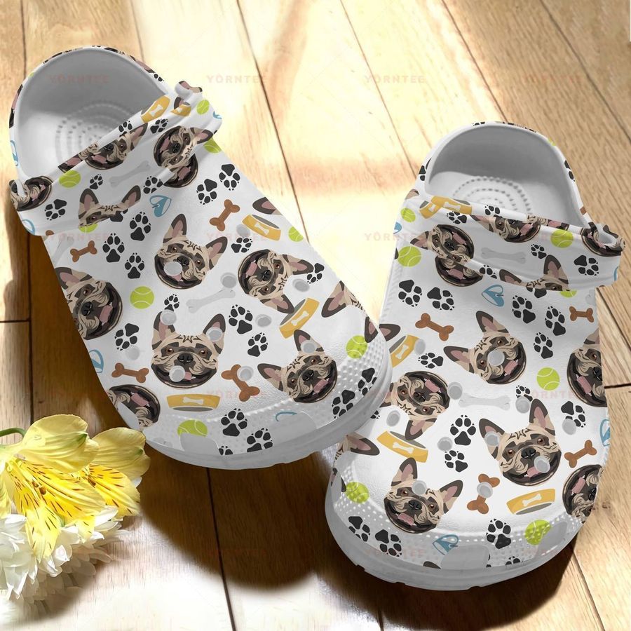 Cute French Bulldog, Fashion Style Gift For Lover Rubber Crocs Crocband Clogs, Comfy Footwear Men Women Size Us
