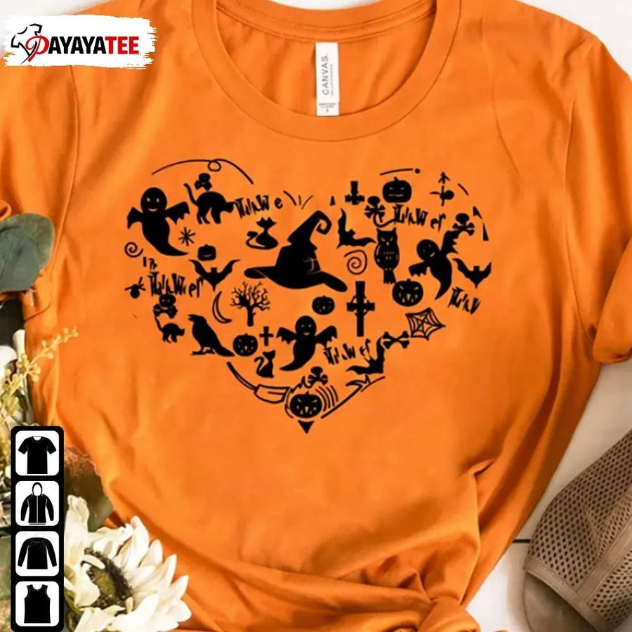 Cute Halloween Heart Doodle Shirt I Love Halloween Unisex Merch Gifts