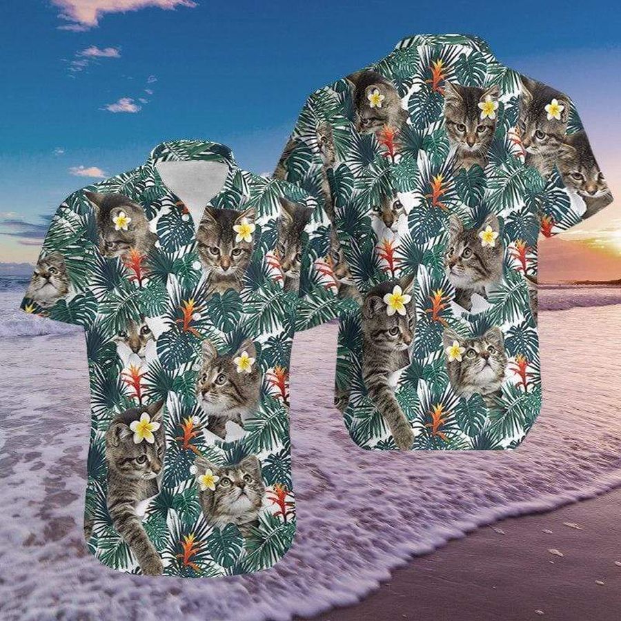 Cute Little Cat Tropical Hawaiian Shirt Pre13251, Hawaiian shirt, beach shorts, One-Piece Swimsuit, Polo shirt, funny shirts, gift shirts