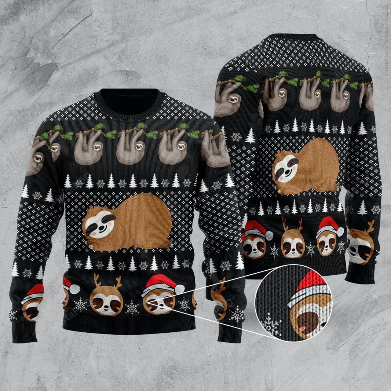 Cute Sloth Santa Ugly Christmas Sweater All Over Print Sweatshirt