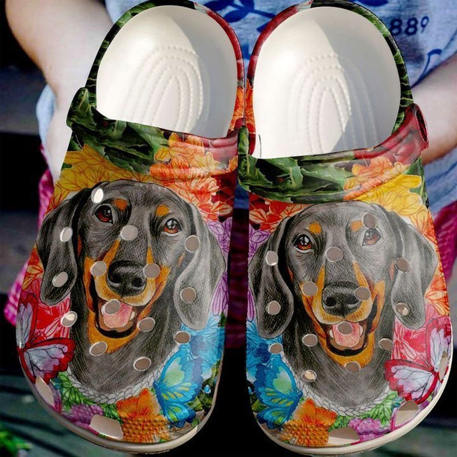 Dachshund Butterfly And Sku 717 Crocs Clog Shoes