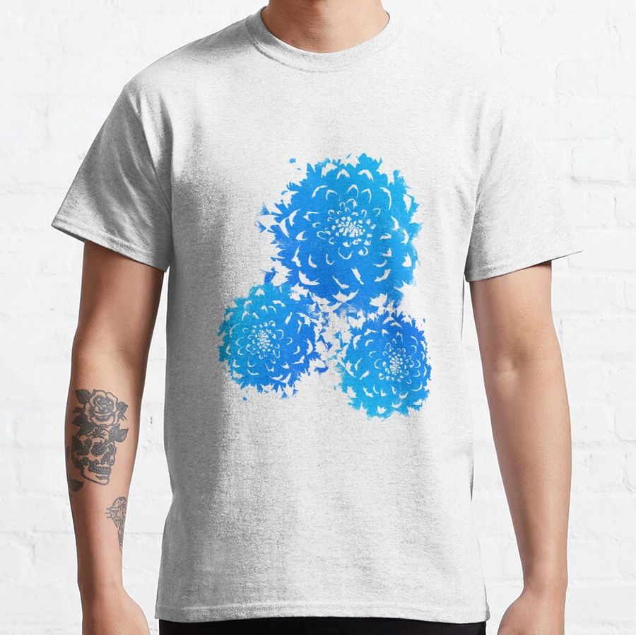 Dahlia Flowers - Blue Vintage Classic T-Shirt