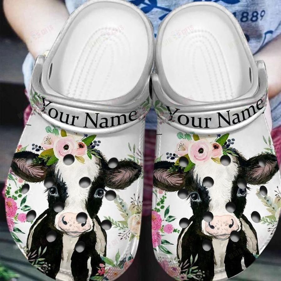 Dairy Cattle Floral Crocs Classic Clogs Shoes