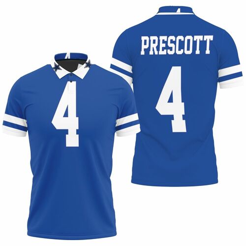 Dallas Cowboys Dak Prescott Royal Rivalry Throwback Jersey Inspired Style Polo Shirt Model A3312 All Over Print Shirt 3d T-shirt
