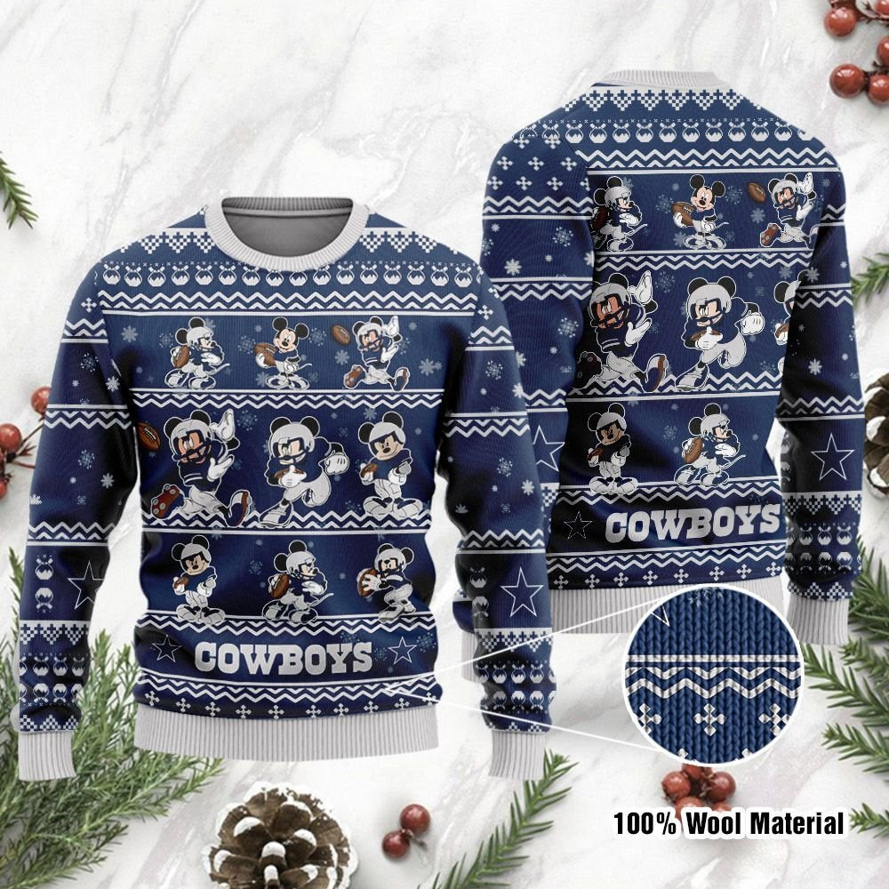 Dallas Cowboys Mickey Mouse Holiday Party Ugly Christmas Sweater Ugly