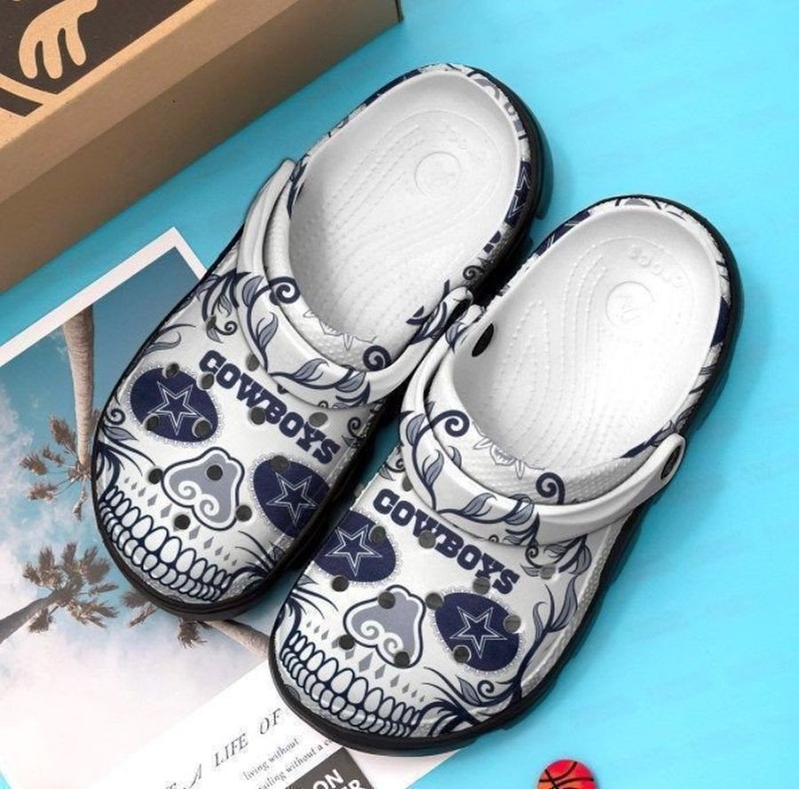 Dallas Cowboys Skull Crocs Crocband Clog Comfortable Water Shoes For Fan