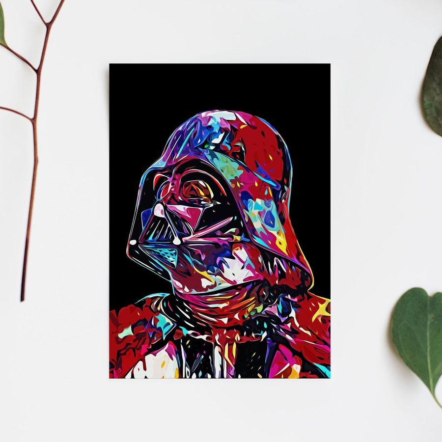 Darth Vader Star Wars Painting Wall Art Prints, StarWars Alternative Abstract Movie Posters, Colourful Star Wars Bedroom Gift Ideas