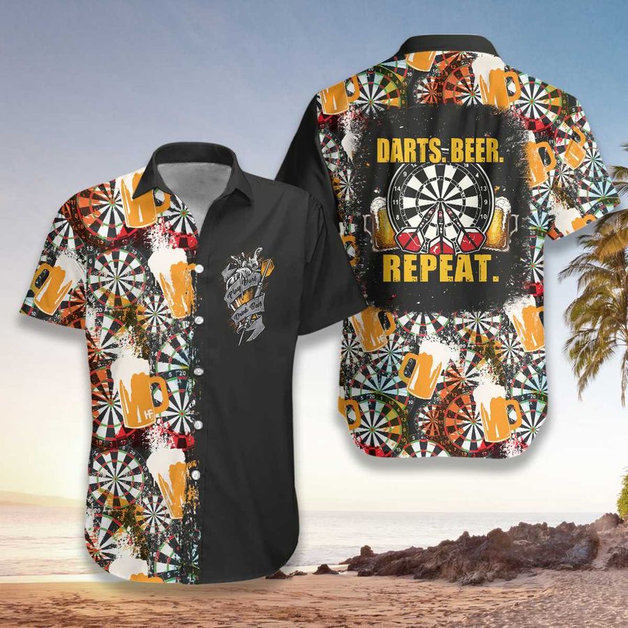 Darts Beer Repeat Hawaiian Shirt Pre13248, Hawaiian shirt, beach shorts, One-Piece Swimsuit, Polo shirt, funny shirts, gift shirts, Graphic Tee