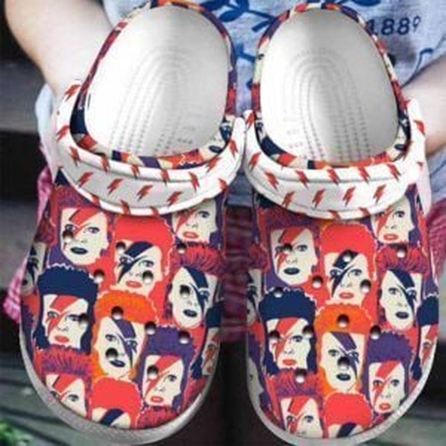 David Bowie Rubber Crocs Crocband Clogs, Comfy Footwear Tl97