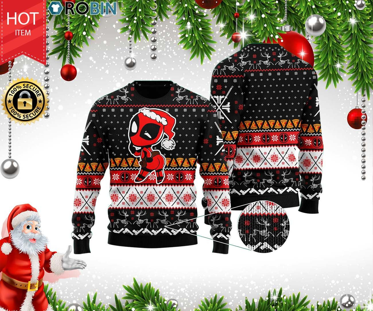 Deadpool Merry Kissmyass Ugly Christmas Sweater All Over Print Sweatshirt