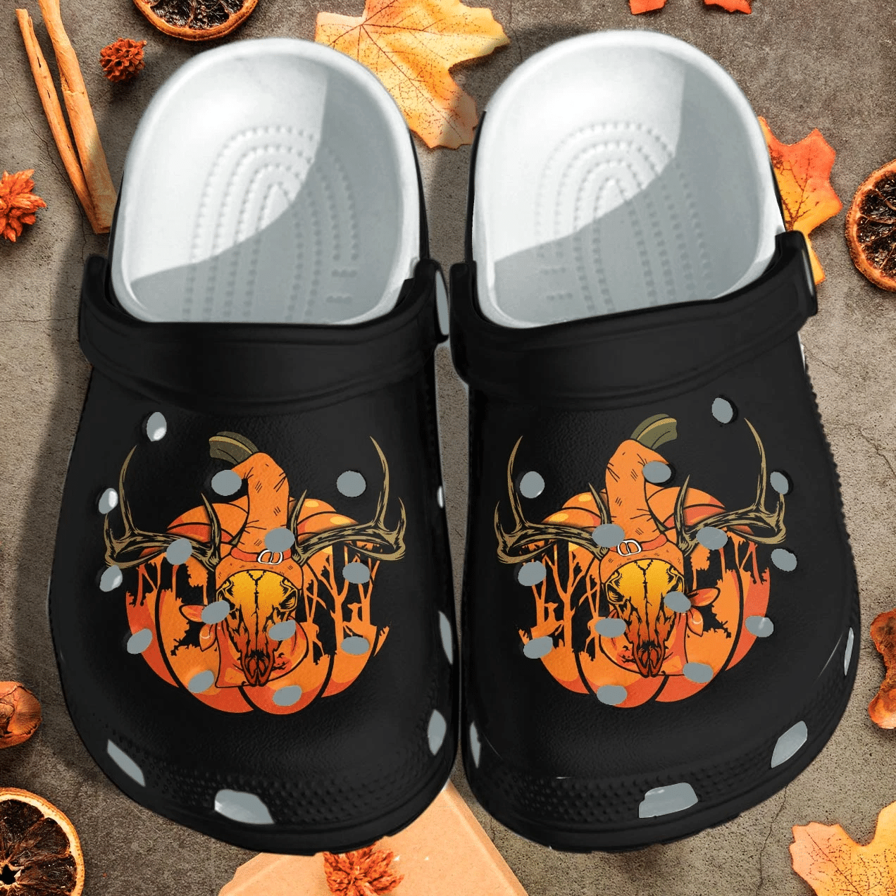 Deer Pumpkin Shoes Clog - Halloween Pumpkin Crocs Crocband Clog Birthday Gift For Man Women