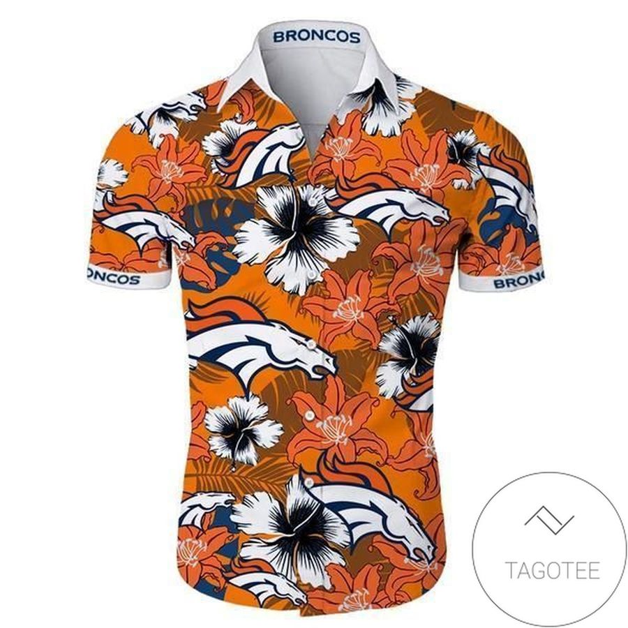 Denver Broncos Authentic Hawaiian Shirt 2022 Tropical Flower Short Sleeve Slim Fit Body