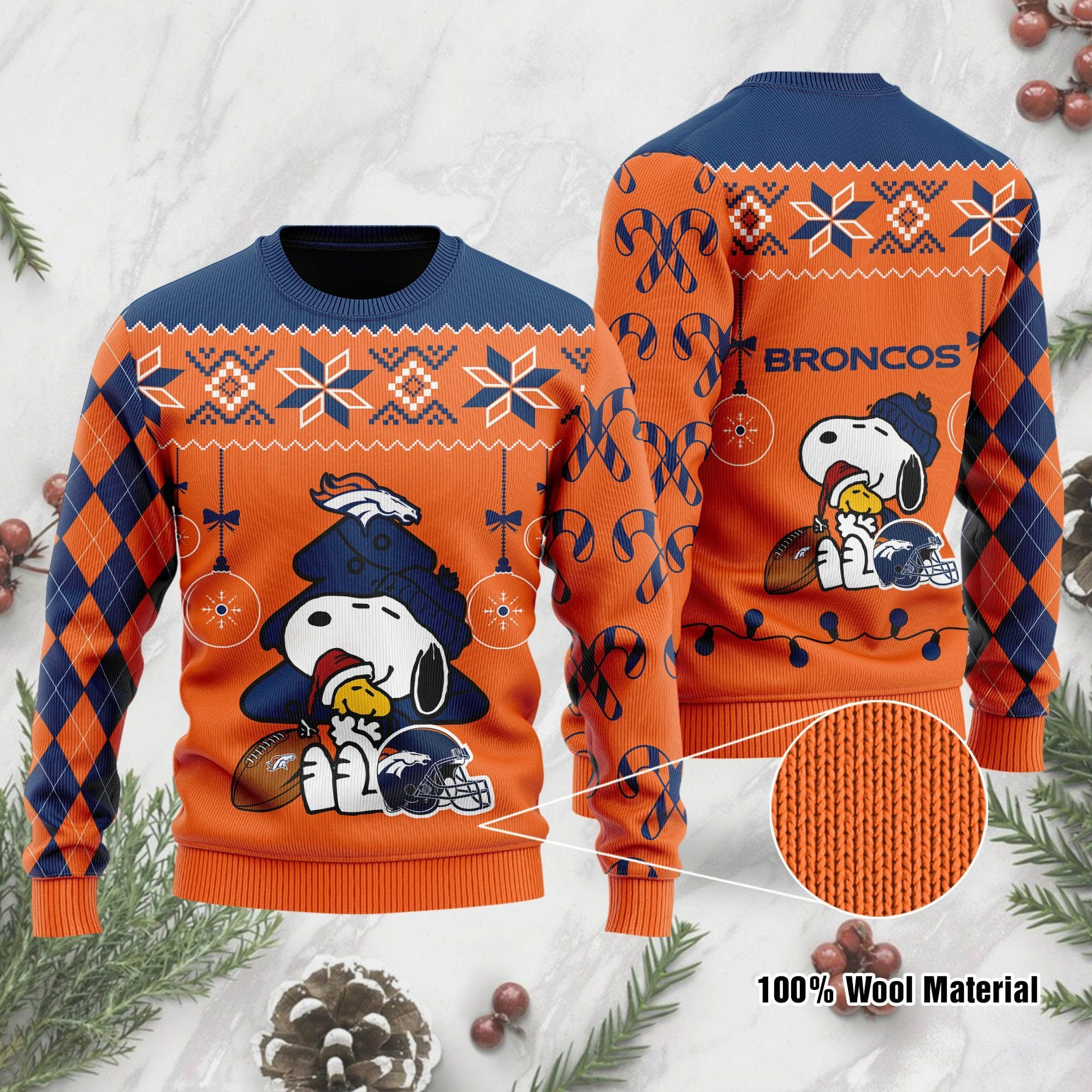Denver Broncos Funny Charlie Brown Peanuts Snoopy Ugly Christmas Sweater