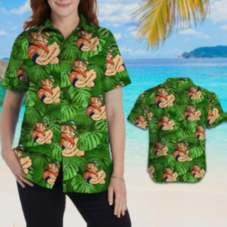 Denver Broncos Leprechaun St Patricks Day Women Aloha Button Up Hawaiian Shirts
