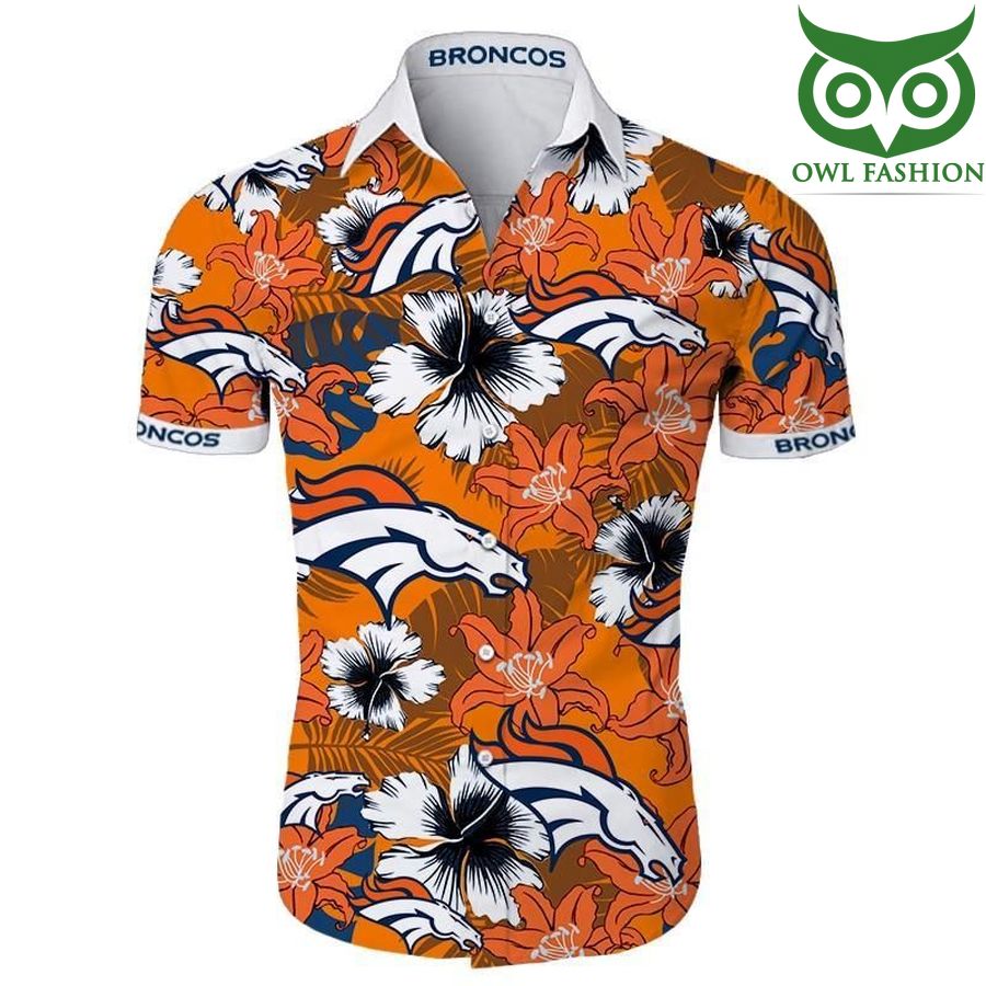 Denver Broncos Tropical Flower Short Sleeve Hawaiian Shirt football fans