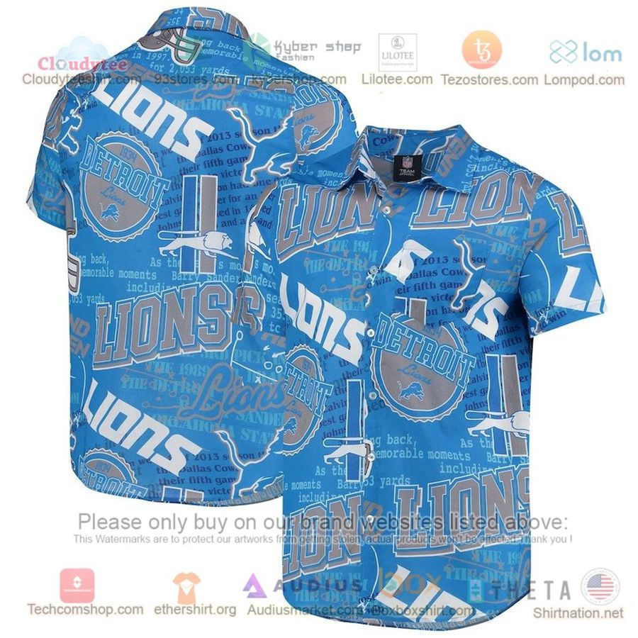 Detroit Lions Blue Thematic Button-Up Hawaiian Shirt – LIMITED EDITION